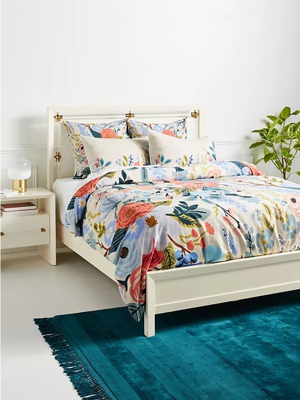 Rifle Paper Co. Anthropologie Cream Duvet Cover Garden Party Floral King